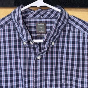 Gap Men's Plaid Lived-in-wash Long Sleeve Button Down Shirt L Cotton